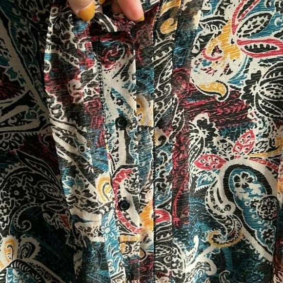 Anthropologie SEE U SOON FLORAL PRINT LONG SLEEVE BUTTONED BLOUSE SMALL - Picture 6 of 9